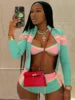 New Arrivals Women's Clothing Bra+Jacket+Shorts Bandage 3 Piece Set Casual Y2K Joggers Shorts Women Outfits Three Piece Set