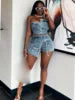 Design Fashion Sheath Sleeveless Straight Jeans Jumpsuit for Women