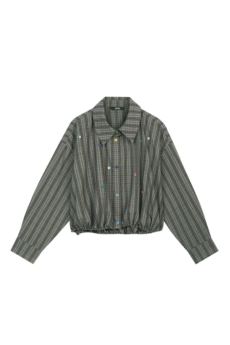 ELFSACK 2025 Autumn New Arrival Casual Loose Solid Dot Print Full Sleeve Shirt For Woman