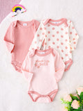 Baby Girl Clothes 3PCS Baby Girl Onesie New Style Spring/Autumn Long-Sleeved Onesie Cotton Fabric Suitable for 0-9 Months