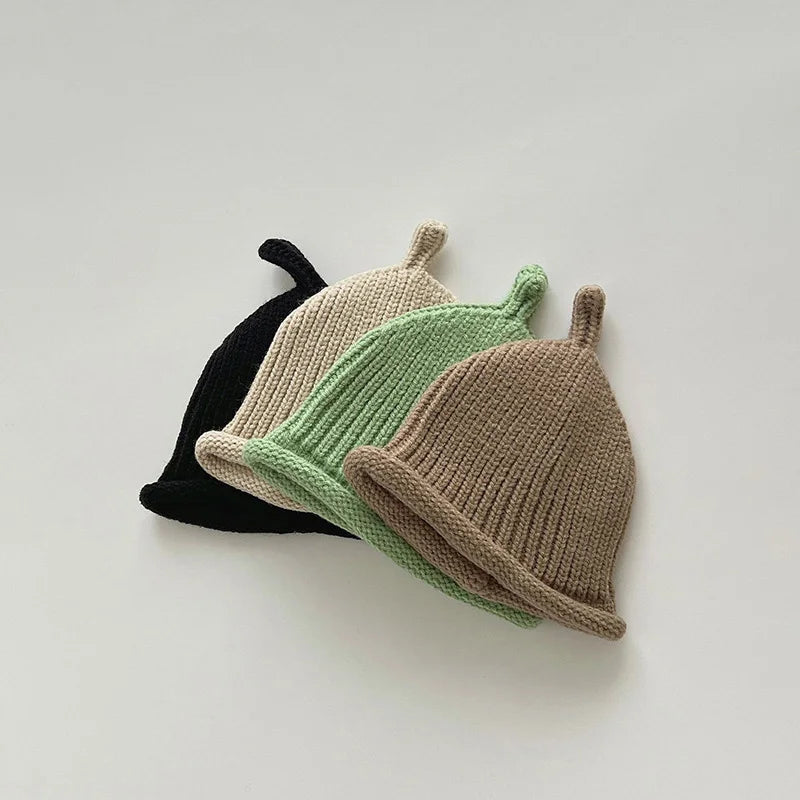 Korean Baby Knitted Hat Autumn Winter Warm Beanie Cap Infant Boy Girl Solid Color Woollen Kids Docker Caps