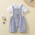 Ins Handmade Baby Boys' Clothes New British Wind Cotton Short-sleeved Shirt Embroidered Bear Clothes Baby Boys Boutique Suits