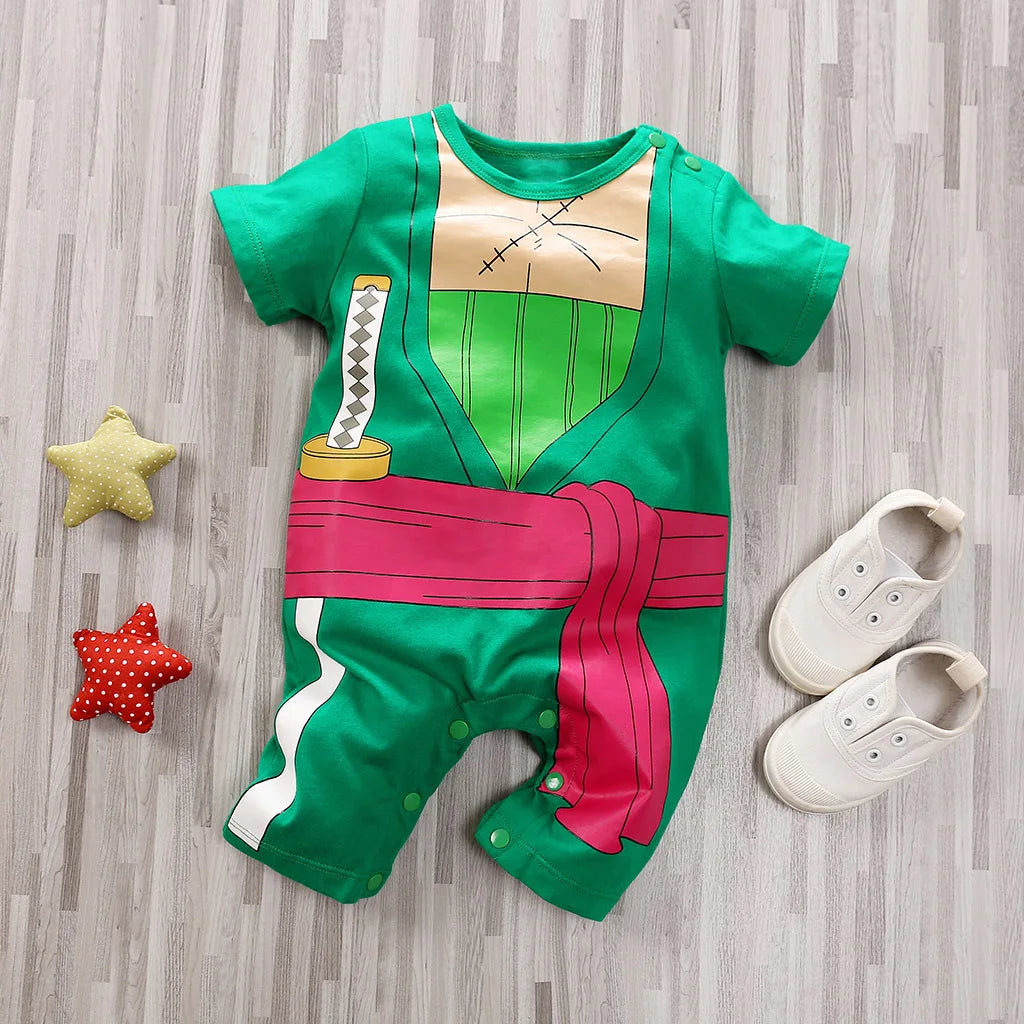 Newborn Clothing Handsome Anime Role Play Cotton Comfortable And Soft Summer Boys And Girls 0-18m Short Sleeved Baby Bodysuit