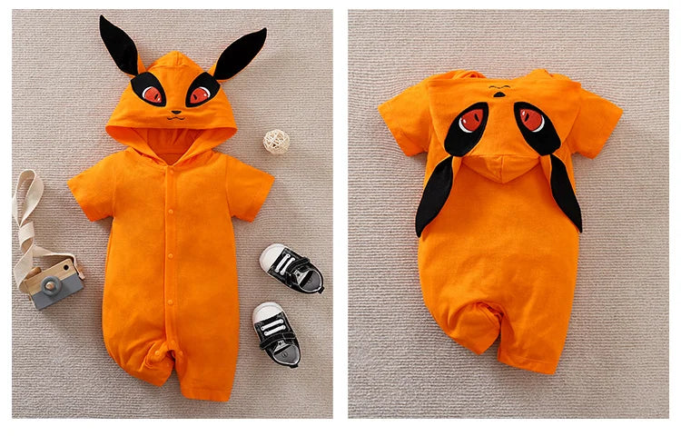 Newborn Clothing Cute Anime Fox Role-Playing Cotton Comfortable And Soft Boy And Girl Summer 0-18 Short Sleeved Baby Jumpsuit