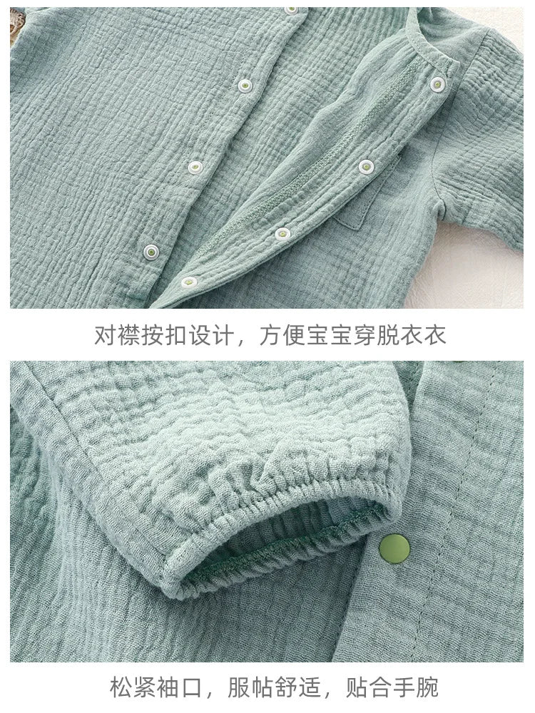 Newborn Baby Clothes Spring Autumn 100% Cotton Gauze Romper Cap Set Onepiece Pijamas Muslin White Waffle Jumpsuit Mamelucos Ropa