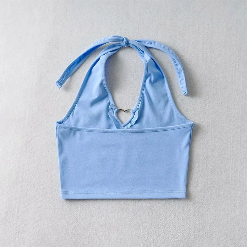 Sweet Tanks Top Femme T Shirt Vintage Cami Top Women Clothing Halter Tees Korean Fashion Clothing Heart-shape Knitted