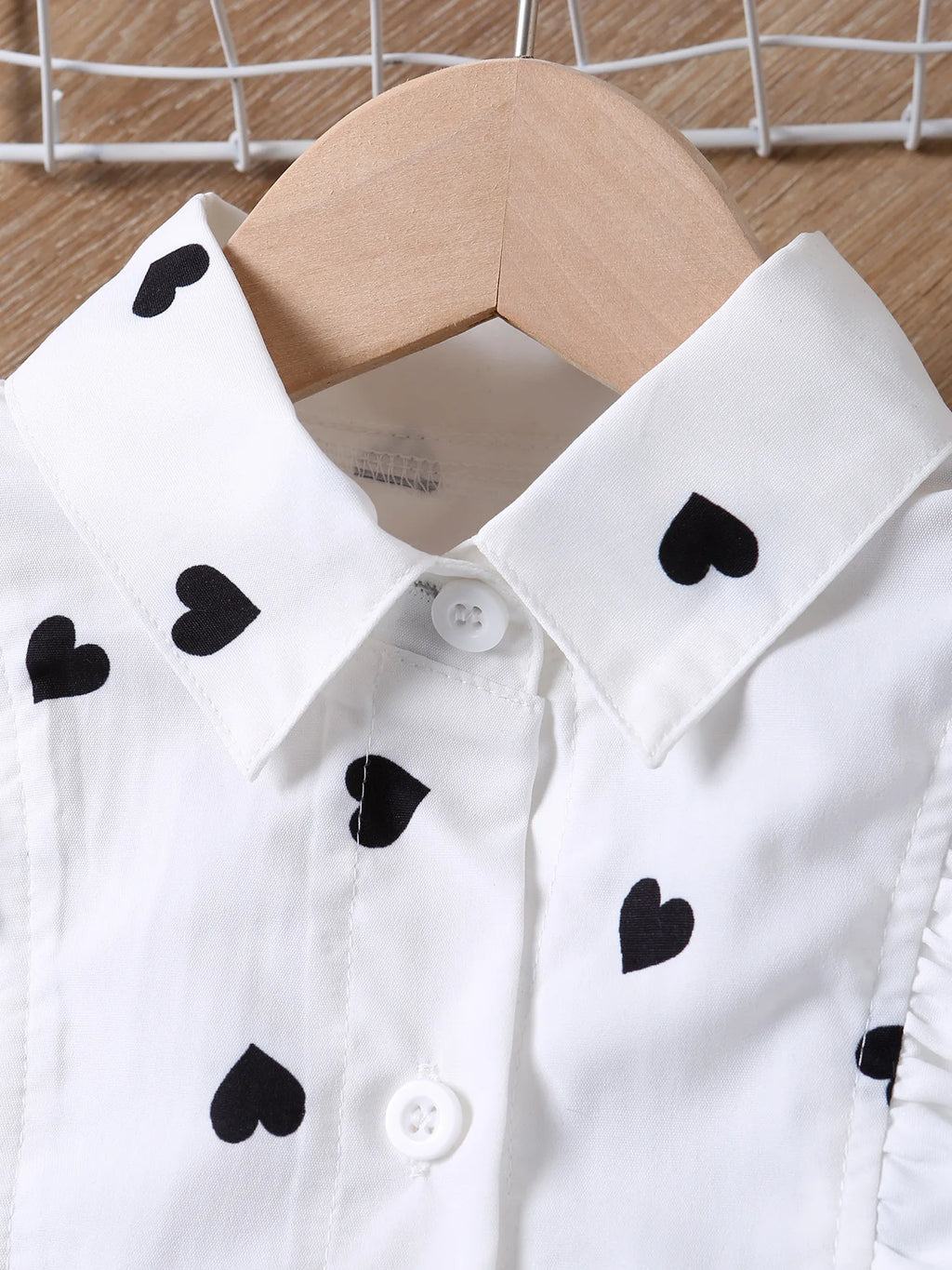 Prowow Kids Clothes Girls Outfit Sets 2024 Fall Winter Irregular Heart Printed Belted Blouse and Pants 3pcs Sets For Children