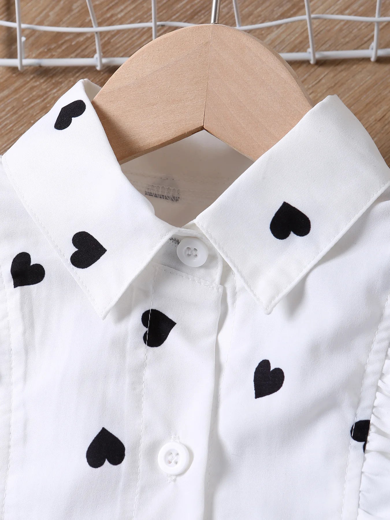 Prowow Kids Clothes Girls Outfit Sets 2024 Fall Winter Irregular Heart Printed Belted Blouse and Pants 3pcs Sets For Children
