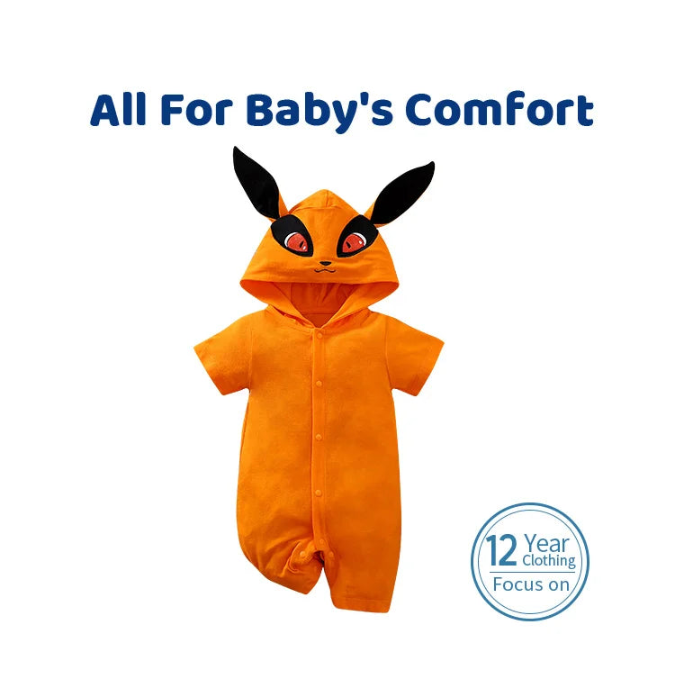 Newborn Clothing Cute Anime Fox Role-Playing Cotton Comfortable And Soft Boy And Girl Summer 0-18 Short Sleeved Baby Jumpsuit