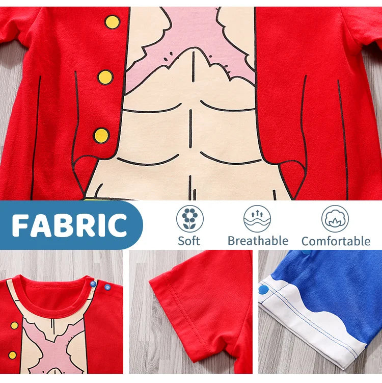 Newborn Clothing Handsome Anime Role Play Cotton Comfortable And Soft Summer Boys And Girls 0-18m Short Sleeved Baby Bodysuit