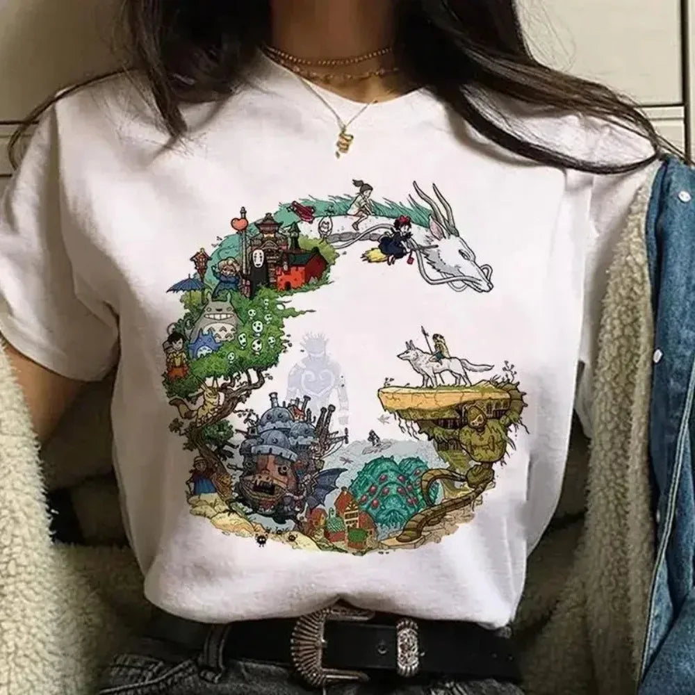 Summer Comfortable Casual Short Sleeve T-Shirt Japanese Anime Harajuku Cute Clothing T-Shirt Women's Clothing Fashion Top Y2k