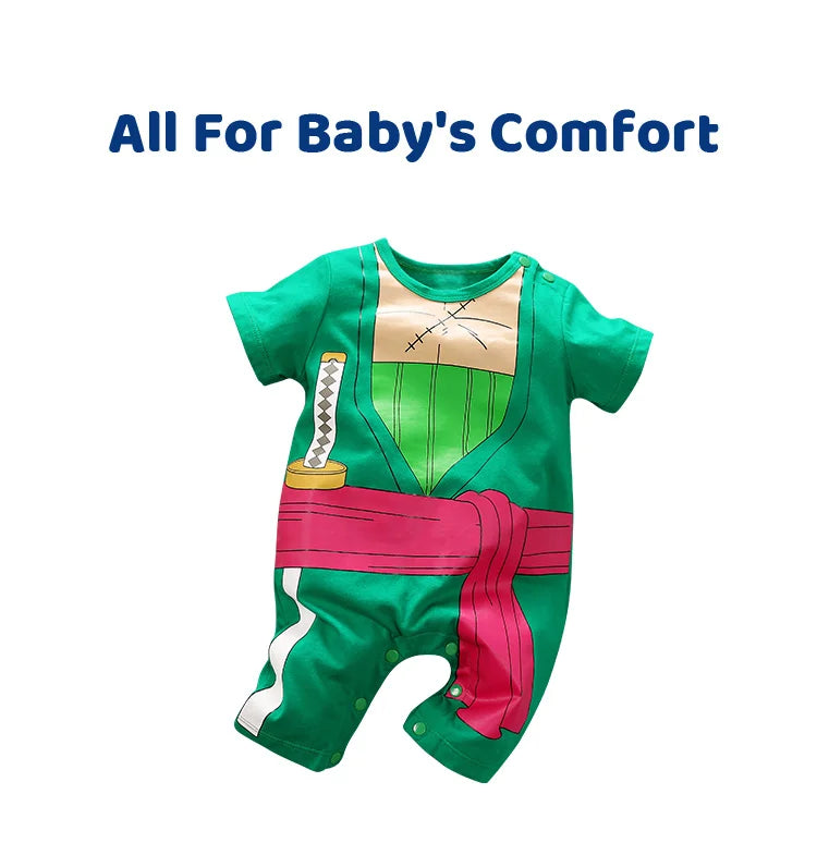 Newborn Clothing Handsome Anime Role Play Cotton Comfortable And Soft Summer Boys And Girls 0-18m Short Sleeved Baby Bodysuit