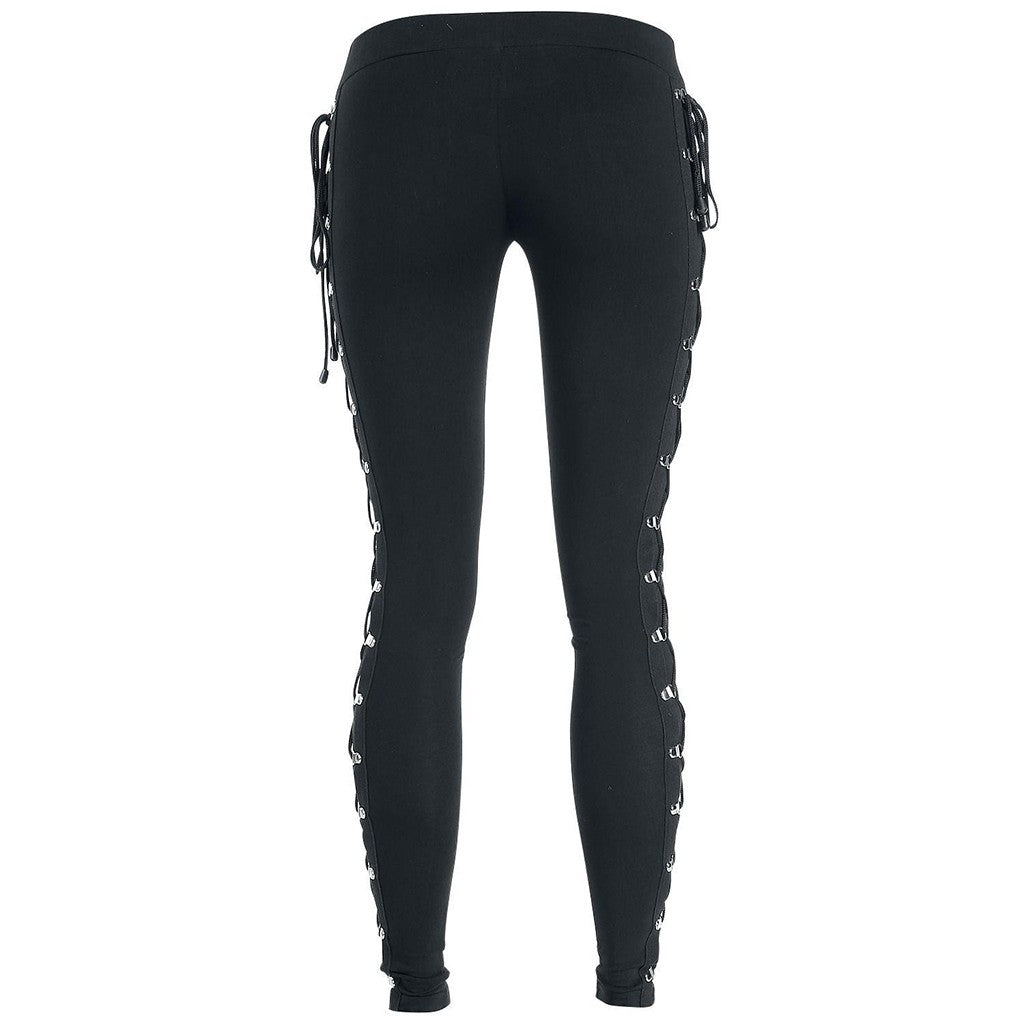 Gothic Lace Up Leggings Sexy Hollow Out Black Trousers Street Fashion Women's Pants High Waist Skinny Leggins Party Club Clothes