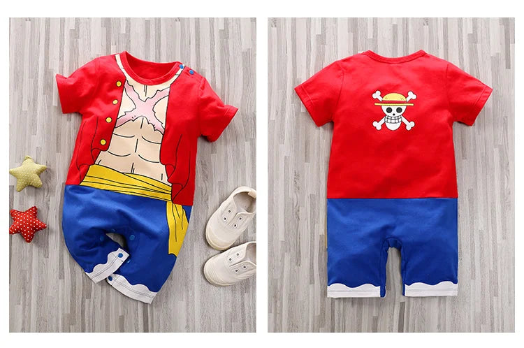 Newborn Clothing Handsome Anime Role Play Cotton Comfortable And Soft Summer Boys And Girls 0-18m Short Sleeved Baby Bodysuit