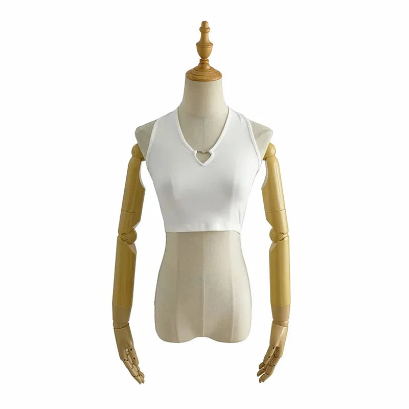 Sweet Tanks Top Femme T Shirt Vintage Cami Top Women Clothing Halter Tees Korean Fashion Clothing Heart-shape Knitted