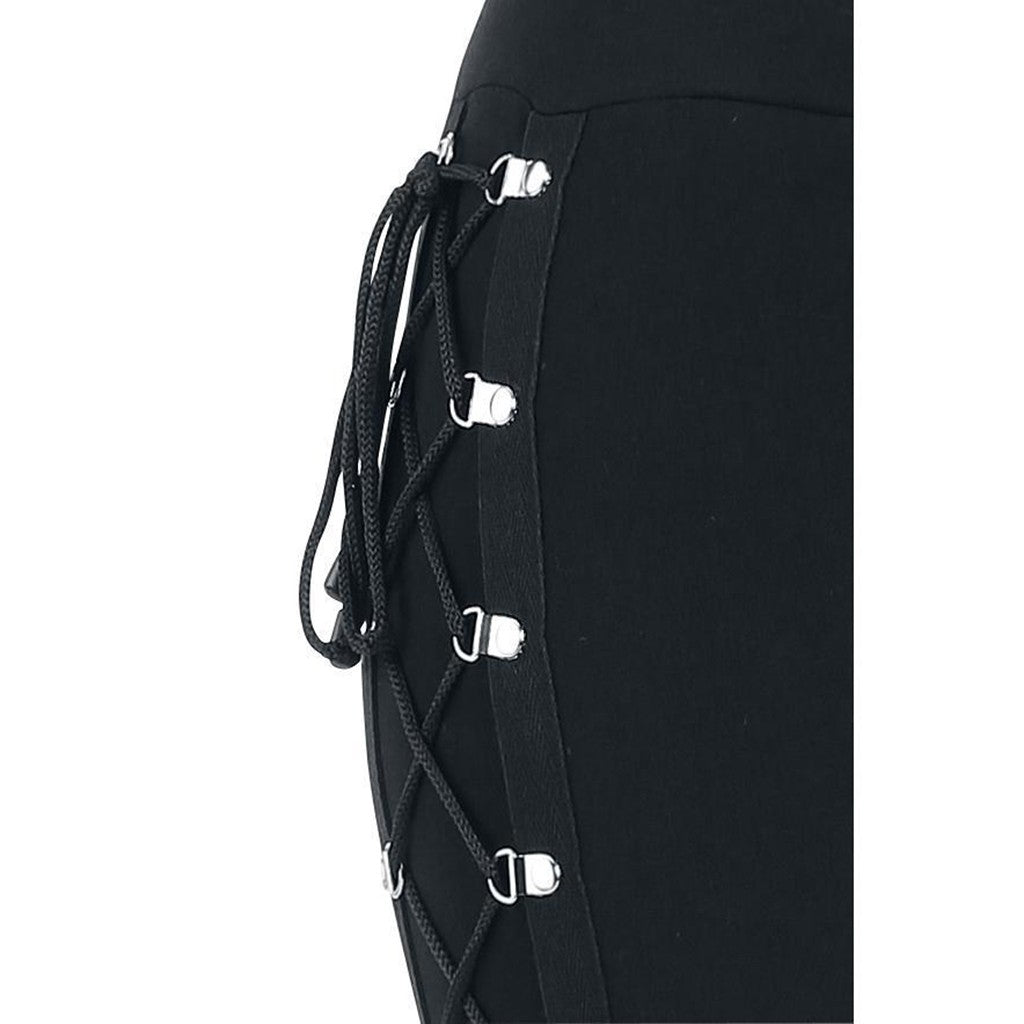 Gothic Lace Up Leggings Sexy Hollow Out Black Trousers Street Fashion Women's Pants High Waist Skinny Leggins Party Club Clothes