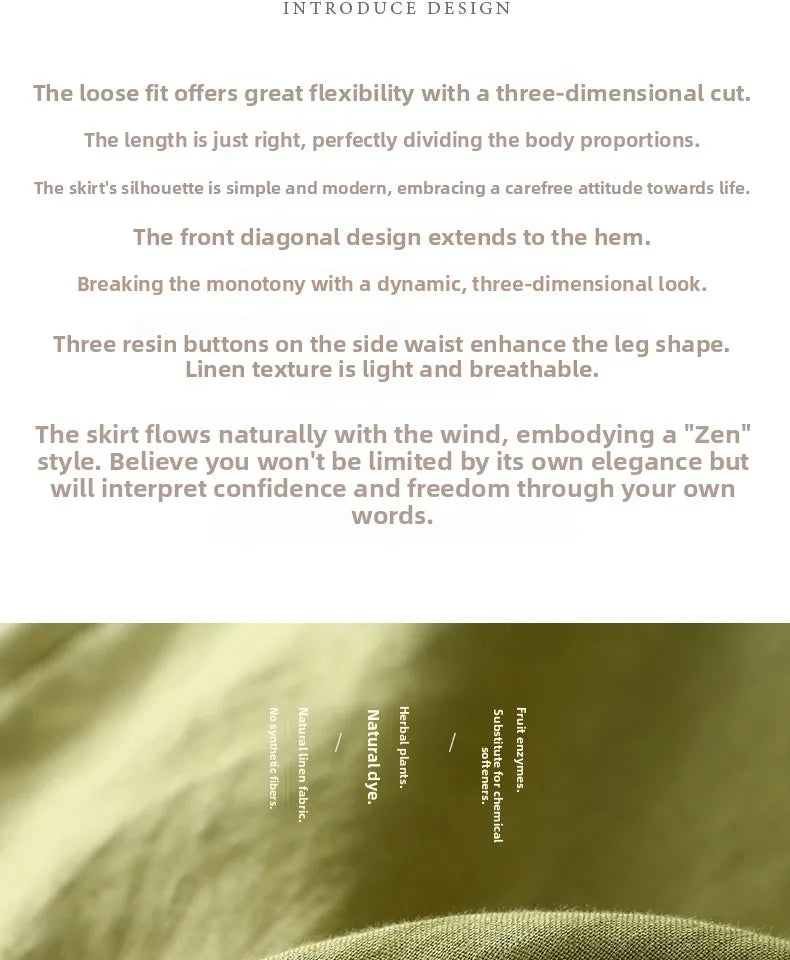 High-End Cotton Linen A-Line Midi Skirt Women's plus Size Loose Slimming Casual Artistic Style Summer Skirts for plus Size