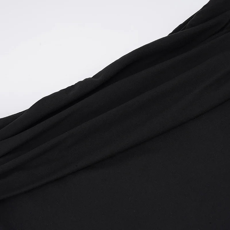 Basic Solid Mermaid Hem Skirts Slim Black Folds Low-Waisted Midi Skirts Women 2025 Summer Fashion Streetwear Lady Party Bottoms