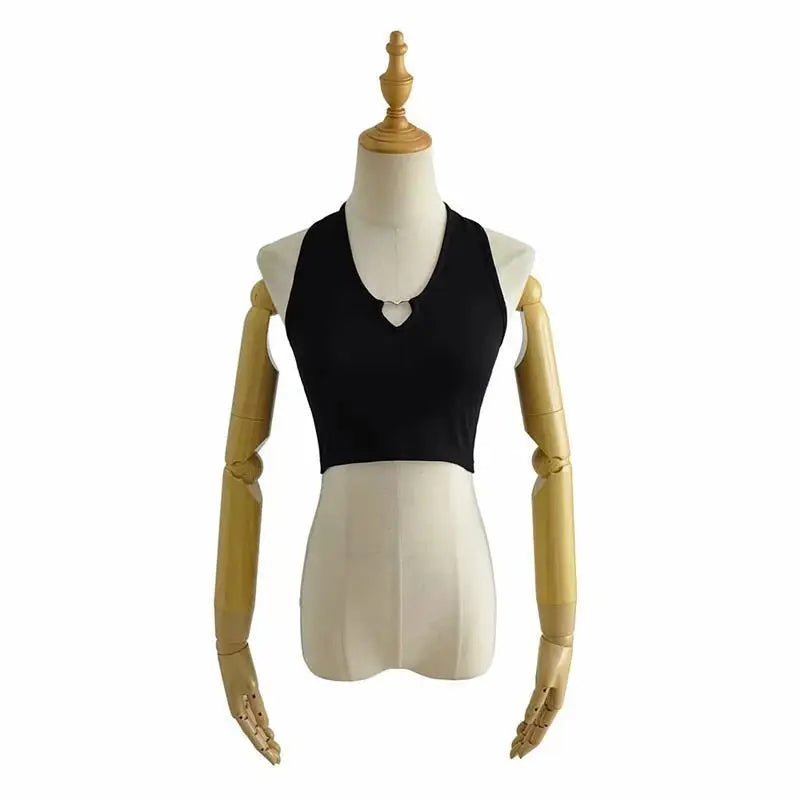 Sweet Tanks Top Femme T Shirt Vintage Cami Top Women Clothing Halter Tees Korean Fashion Clothing Heart-shape Knitted