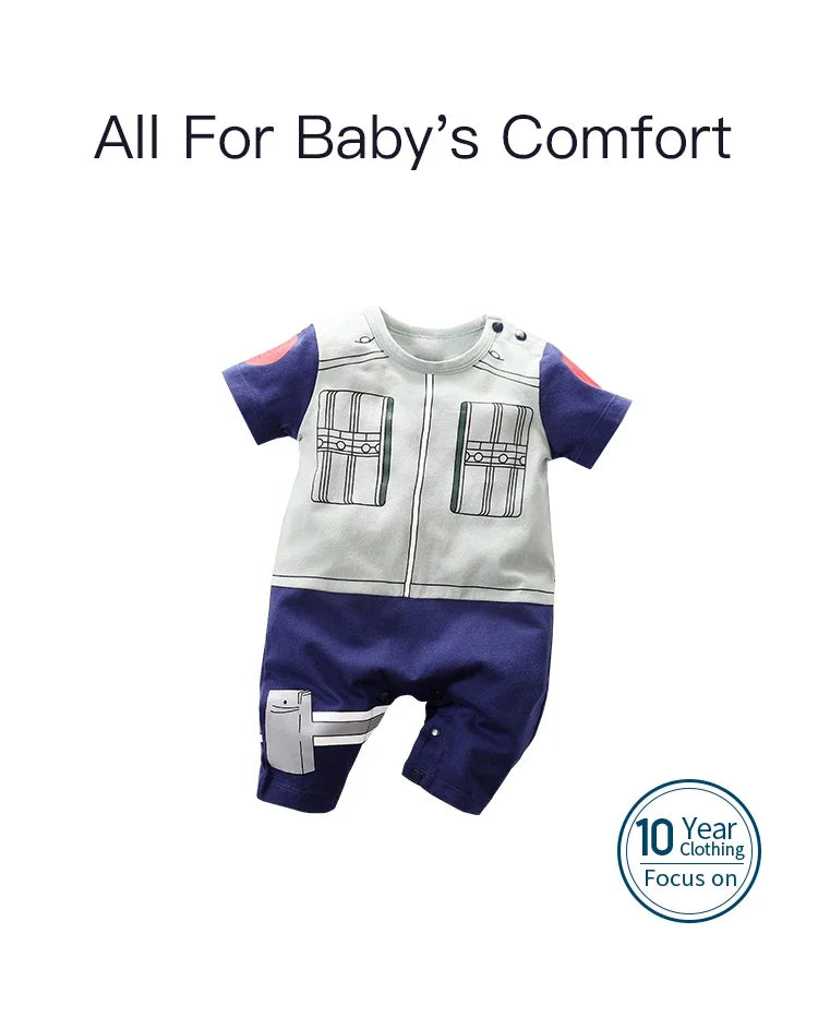 Newborn Clothing Handsome Anime Role Play Cotton Comfortable Soft Boys And Girls 0-18 Summer Short Sleeved Baby Jumpsuit