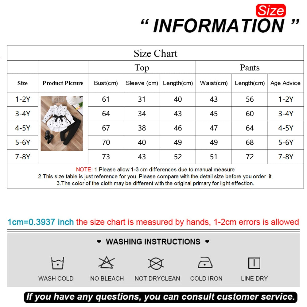 Prowow Kids Clothes Girls Outfit Sets 2024 Fall Winter Irregular Heart Printed Belted Blouse and Pants 3pcs Sets For Children