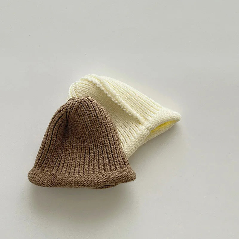 Korean Baby Knitted Hat Autumn Winter Warm Beanie Cap Infant Boy Girl Solid Color Woollen Kids Docker Caps