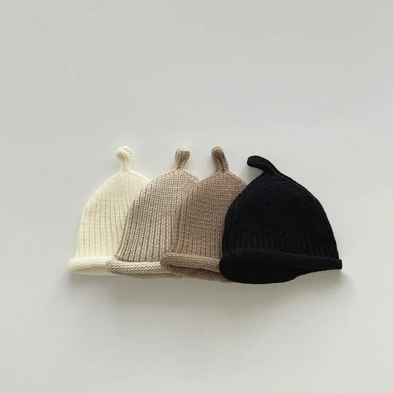 Korean Baby Knitted Hat Autumn Winter Warm Beanie Cap Infant Boy Girl Solid Color Woollen Kids Docker Caps