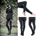 Gothic Lace Up Leggings Sexy Hollow Out Black Trousers Street Fashion Women's Pants High Waist Skinny Leggins Party Club Clothes