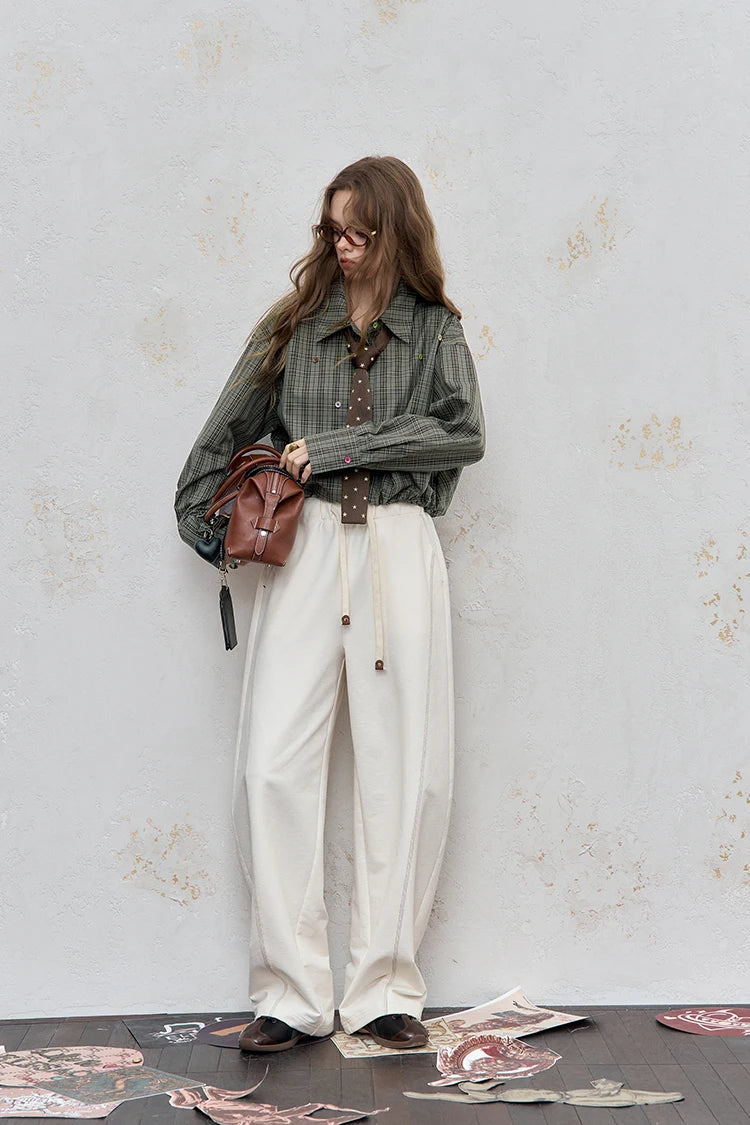 ELFSACK 2025 Autumn New Arrival Casual Loose Solid Dot Print Full Sleeve Shirt For Woman