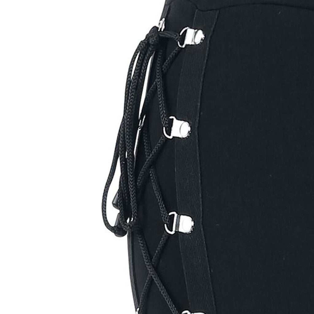 Gothic Lace Up Leggings Sexy Hollow Out Black Trousers Street Fashion Women's Pants High Waist Skinny Leggins Party Club Clothes