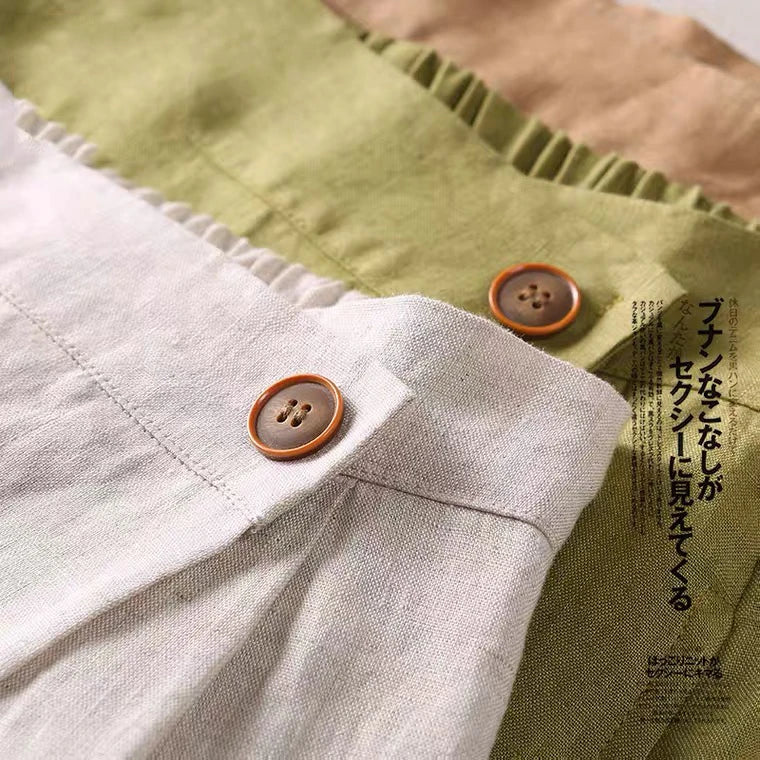 High-End Cotton Linen A-Line Midi Skirt Women's plus Size Loose Slimming Casual Artistic Style Summer Skirts for plus Size