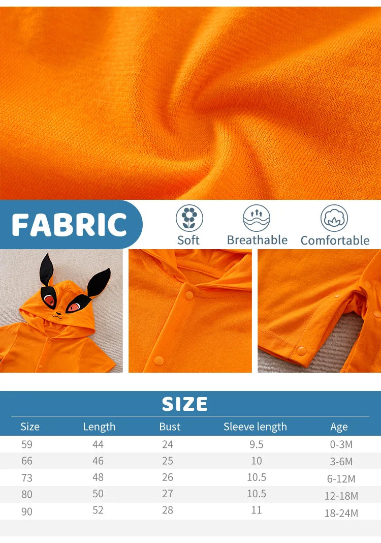 Newborn Clothing Cute Anime Fox Role-Playing Cotton Comfortable And Soft Boy And Girl Summer 0-18 Short Sleeved Baby Jumpsuit