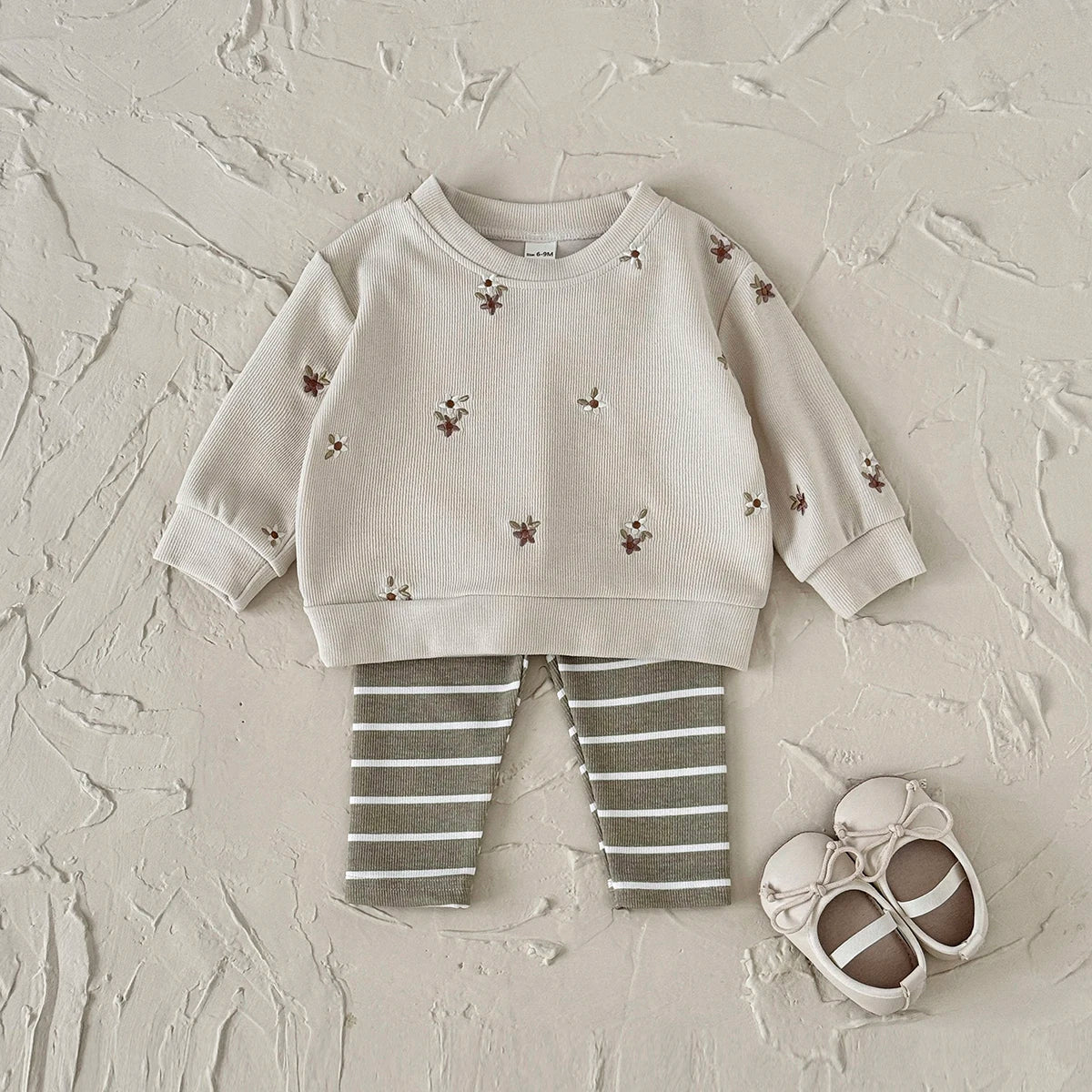 Baby Girl Clothes New Design Fashion Spring Fall Floral Embroidery Top+Casual Striped Pant Sets Baby Clothes for Newborn