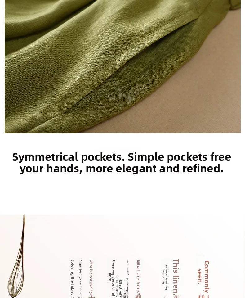 High-End Cotton Linen A-Line Midi Skirt Women's plus Size Loose Slimming Casual Artistic Style Summer Skirts for plus Size