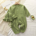 Newborn Baby Clothes Spring Autumn 100% Cotton Gauze Romper Cap Set Onepiece Pijamas Muslin White Waffle Jumpsuit Mamelucos Ropa