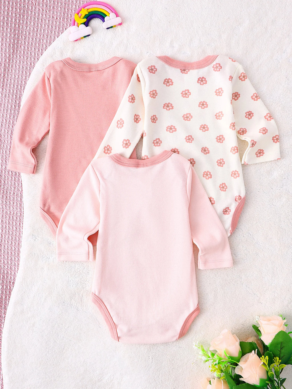 Baby Girl Clothes 3PCS Baby Girl Onesie New Style Spring/Autumn Long-Sleeved Onesie Cotton Fabric Suitable for 0-9 Months