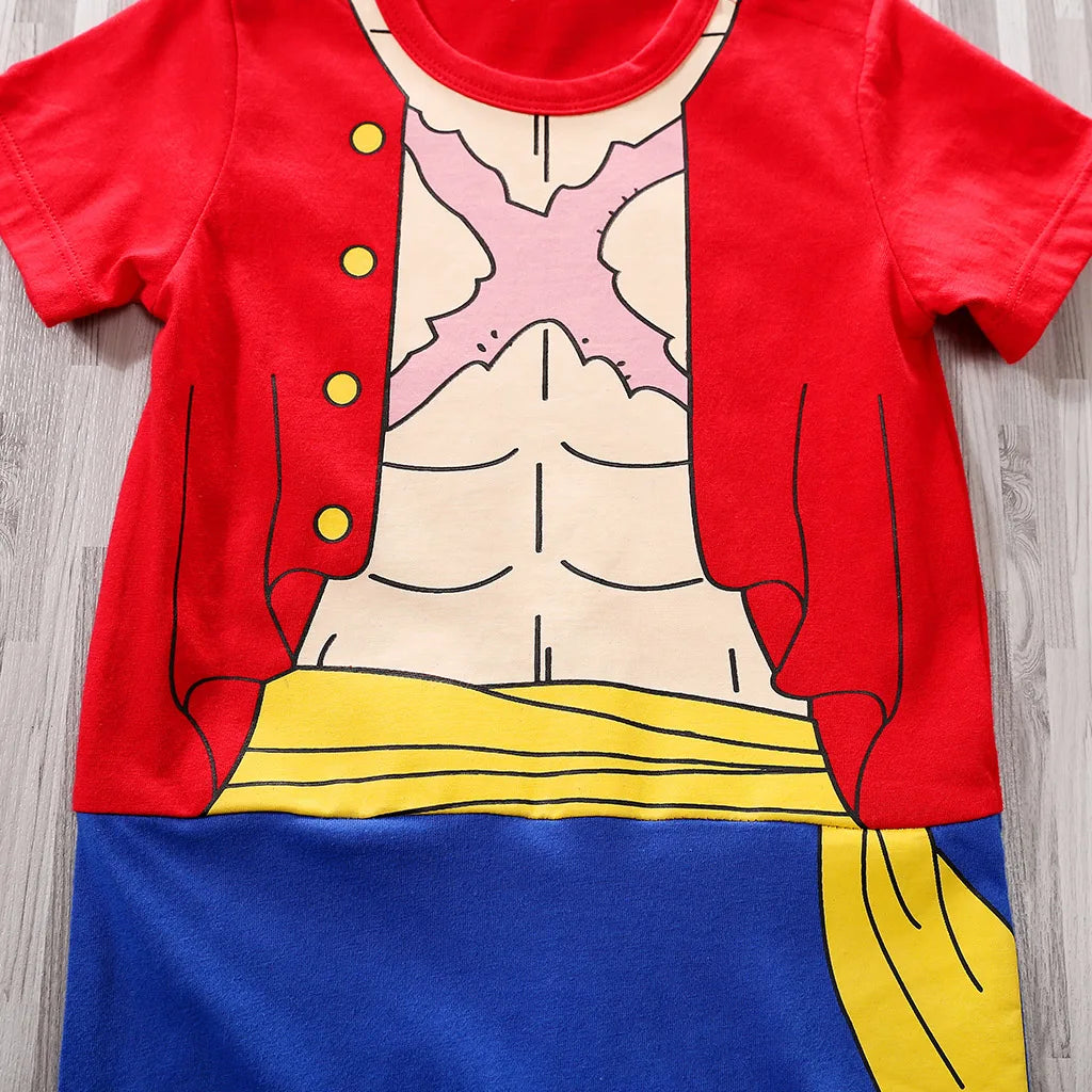 Newborn Clothing Handsome Anime Role Play Cotton Comfortable And Soft Summer Boys And Girls 0-18m Short Sleeved Baby Bodysuit