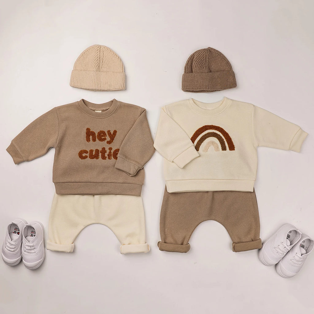 Fashion Baby Clothes Set Spring Toddler Baby Boy Girl Casual Tops Sweater + Loose Trouser 2pcs Newborn Baby Boy Clothing Outfits