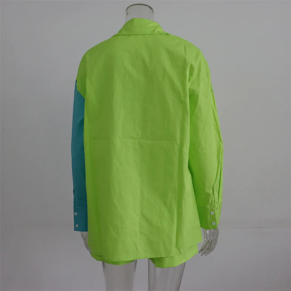 Women Tracksuits Shirt With Mini Shorts Cotton Two Pieces Sets Fashion Clothing Outfits Women Blouses Fashion Tracksuits